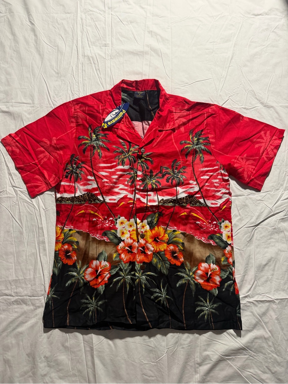 Palmwave Men’s Hawaiian Shirt Relaxed Fit Red XL